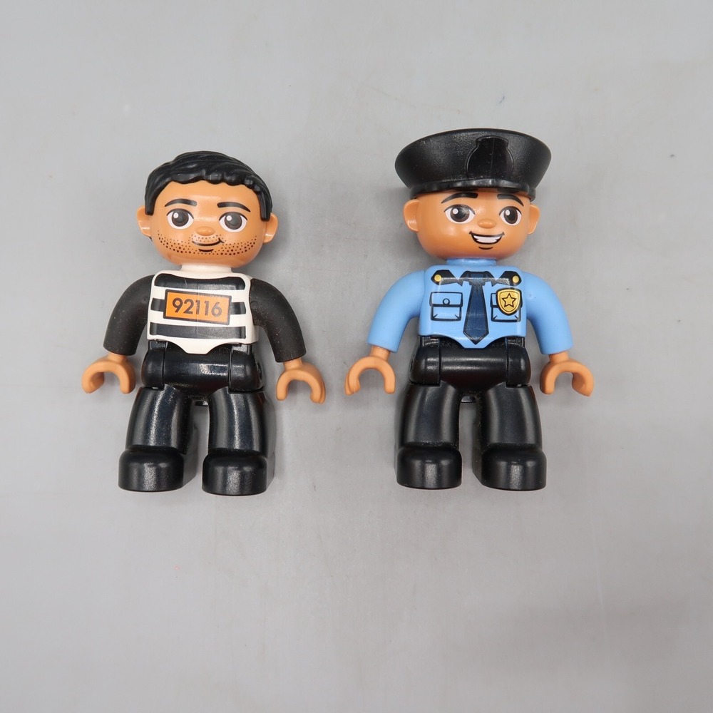 Lego Duplo Police Officer Man Cop Convict Figure Jail‎ Prisoner Set Robber lot